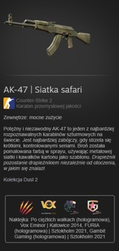 Skin cs2 Counter Strike 2 AK-47 | Safari Mesh (Well-Worn) Vox Katowice 2014