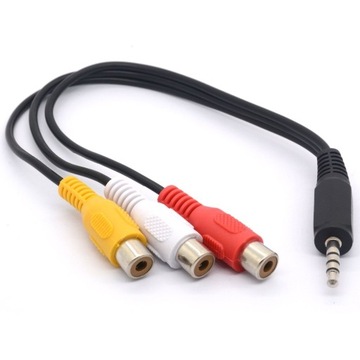 Rozdzielacz wtyk Jack 3,5mm 4-pol / 3 gniazda RCA