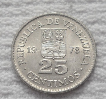 Wenezuela 25 centymów centimos 1978 KM# 50