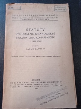 STATUTY SYNODALNE KRAKOWSKIE BISKUPA JANA Z 1509