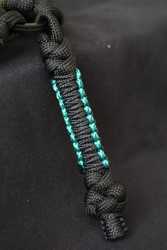 Breloczek paracord EDC do kluczy czarny + zielony