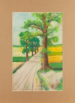 Wiejska droga,pastel,48x31cm,sygnowany, 1913