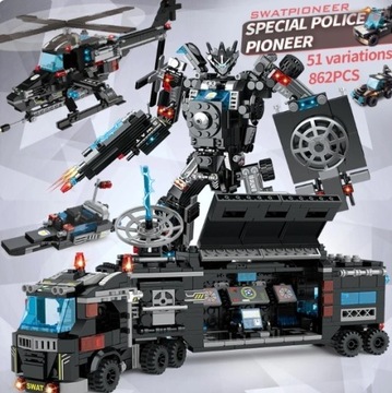 Klocki Autko Policja Robot Hel kompatybilne z LEGO