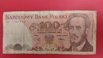 Banknot 100 zł z 1988r, Seria RD