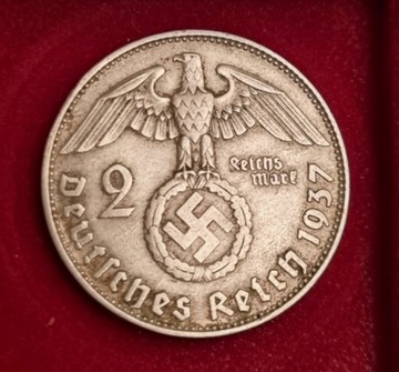 2 Reichs Mark Hindenburg 1937 rok literka D