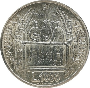 San Marino 1000 lire 1977, Ag KM#72