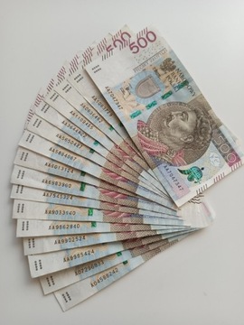 1szt Banknot 500zł seria AA (11sztuk)