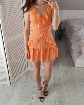 Prettylittlething pomarańczowa sukienka mini XS