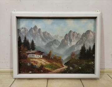 obraz olej na płótnie w drewnianej ramie 89x69cm