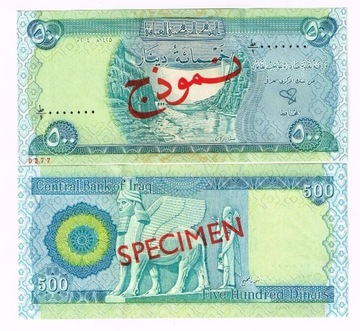 Irak 500 dinarów 2003 Specimen P-92  Rzadki UNC