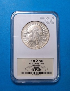 Polska II RP 10zł 1932 Polonia, GRADING, Ag 0,750