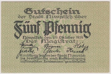 Nimptsch (Niemcza), 5 Pf, 29.10.1919