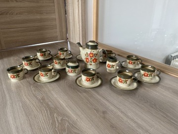 Serwis kawowy porcelana Pruszków dzika róża