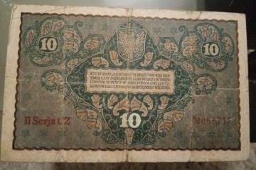 Banknot 10 Marek Polskich z 1919 roku. 