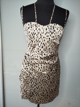 Sukienka satynowa leopard Zara rozmiar xs 