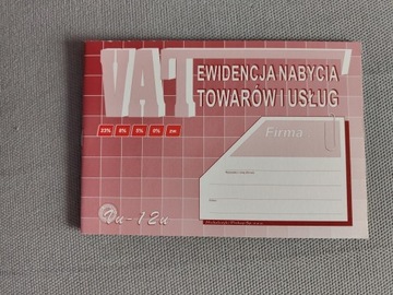 Książka VAT ewidencja nabycia towarów i usług Vu-12u format A5