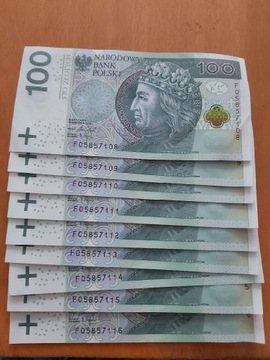 Banknoty kolekcjonerskie 9x100zł