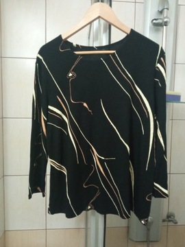 Bluzka damska czarna we wzory  koszulka tunik XL