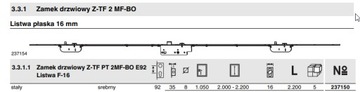 Zamek drzwiowy 237150 E92 Listwa F16/19szt/FV