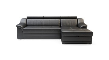 Narożnik SOFA skóra naturalna czarny ALBA Nowy!