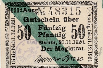 50 Pfennig SZTUM  20-11-1920 rok