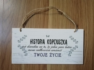 NOWA tabliczka z drewna HISTORIA KOPCIUSZKA buty