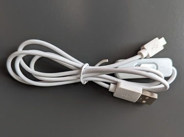 Kabel micro USB z przełącznikiem on/off biały 1m