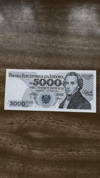 banknot 5000 zł z 1988r. UNC