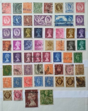 Wielka Brytania, Anglia, znaczki, 58 sztuk 