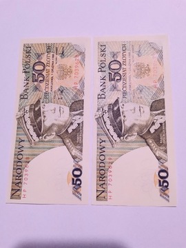 Banknoty 50zł.'88r. destrukty drukarskie UNC1,2szt