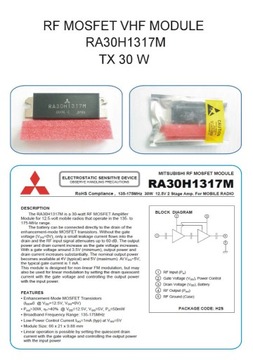 RA30H1317M WZMACNIACZ VHF 136-174MHz TX30W 12VDC