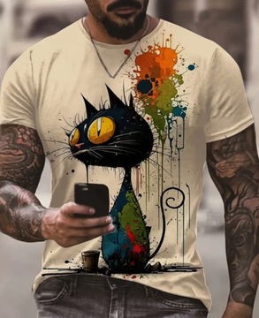 T- shirt, Męska koszulka z kotkiem