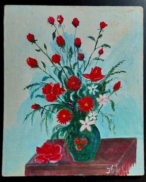 Obraz bukiet róż w wazonie 