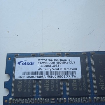 Pamięć DDR Eliksir 512 MB PC -3200 CL 3