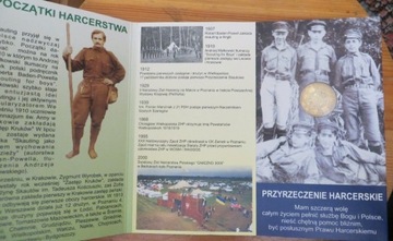 Folder z monetą 100 lat harcerstwa 