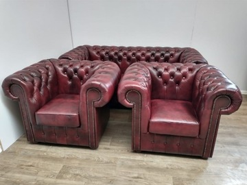 ORYGINALNY KOMPLET WYPOCZYNKOWY CHESTERFIELD 3 1 1