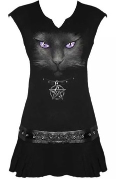 Sukienka SPIRAL goth black cat killstar