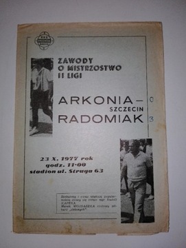 PROGRAM RADOMIAK RADOM - ARKONIA SZCZECIN 1977-78