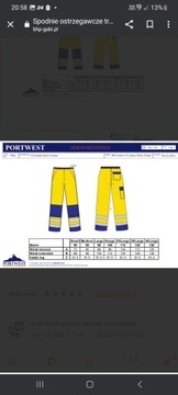 Spodnie portwest trudnopalne fr62 rozmiar/large