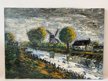 Obraz Młyn 1976, olej na plotnie 70x50