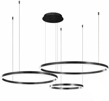 Żyrandol Led Ring Czarny 20/40/60 Lampa z pilotem