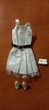 Biała sukienka buty torebka dla lalki Barbie