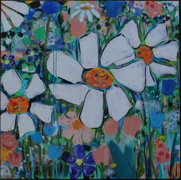 Obraz akrylowy, kwiaty Izabela Bodura Art 120x120
