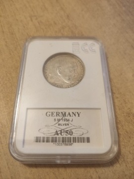 5 Reichsmarek 1935 J slab GCN AU50