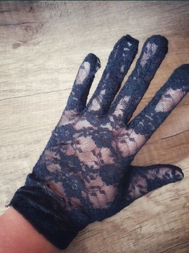Nowe klasyczne czarne koronkowe  rękawiczki retro