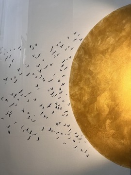 Nowoczesny obraz na papierze słońce ptaki 1