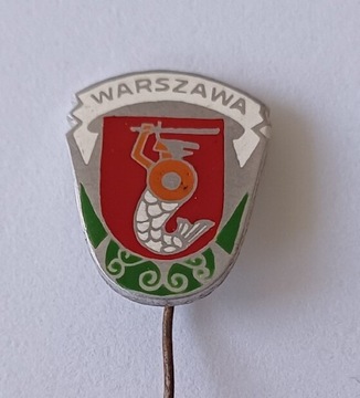 Stara przypinka PRL Warszawa  emaliowana