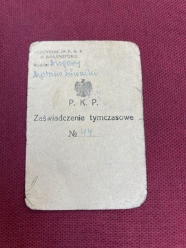 PKP Suwałki Polskie Koleje Zaświadczenie 1945