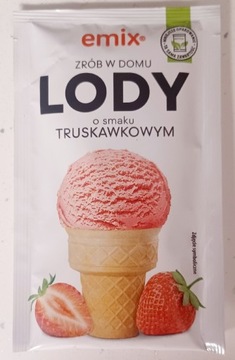 Lody truskawkowe w proszku Emix.