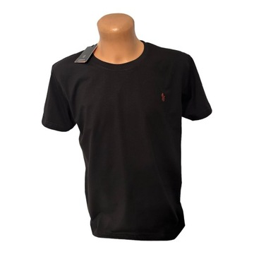 Koszulka T-shirt męski Haft Logo L czarny 